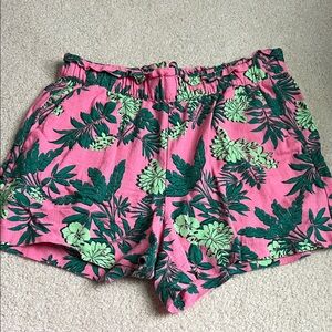 LOFT Tropical Print Shorts in Pink and Green